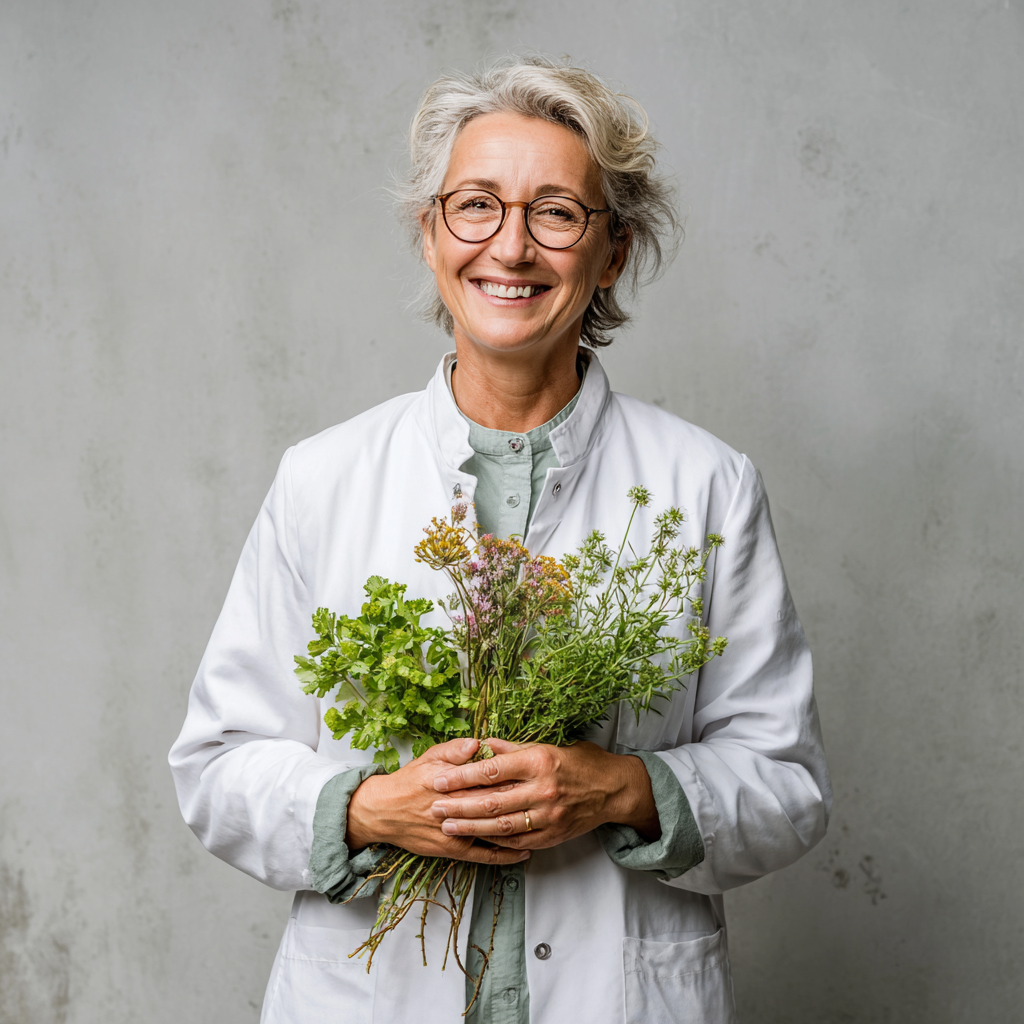 Привабливий чоловік європейської зовнішності віком 35-40 років усміхається, тримає склянку зеленого соку та свіжі овочі на кухні в сучасному будинку, реалістичний стиль